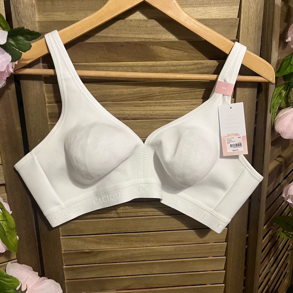 Cacique White Unlined Full Coverage No Wire Bra 40C